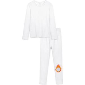 VZV Girls Thermal Underwear Set Thermal Underwear for Kids Fleece Lined Long Johns Kids Base Layer Top and Bottom for Winter (Small, White)