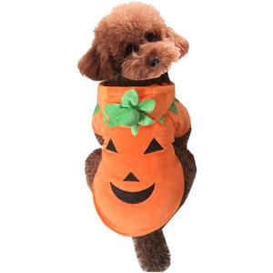 Mogoko Dog Cat Halloween Pumpkin Costume,Pet Cosplay Costumes,Puppy Warm Outfits Fleece Hoodie Animal Autumn Winter Clothes (S Size) (S for 3.0~5.5 lbs)