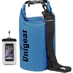 Unigear Dry Bag Waterproof, 2L/5L/10L/20L/30L/40L Floating and Lightweight Bags for Kayaking, Boating, Fishing, Swimming and Camping with Waterproof Phone Case (Sky Blue)