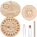 Baby Tooth Fairy Box Baby Tooth Keepsake Box for Lost Tooth Tooth Holder for Kids Wooden Kids Keepsake Organizer Cute Children Tooth Container with Tweezers for Boy Girl Shower Birthday Gift