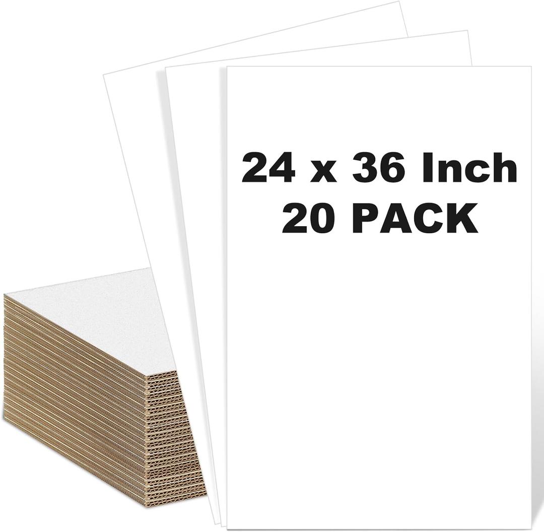 Henoyso 20 Pack 24 X 36 Inch White Single Face Cardboard Sheets