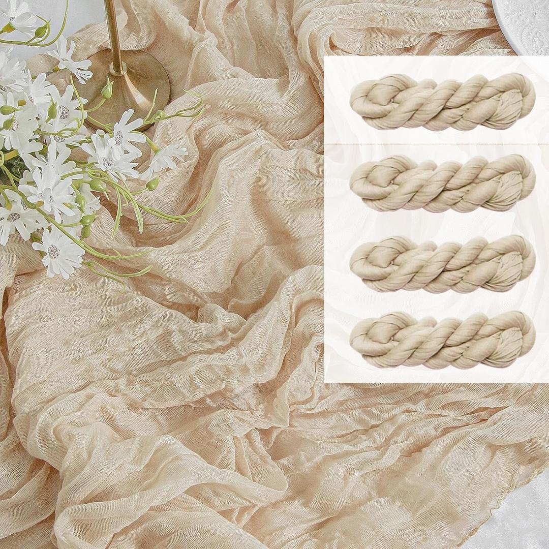 FEXIA Beige Cheesecloth Table Runner 1pc&3pcs 35x120 Inches for Baby Bridal Shower Decoration Gauze Rustic Spring Easter Table Runner for Wedding Party First Communion Centerpiece Engagement FEXIA Beige Cheesecloth Table Runner 1pc&3pcs 35x120 Inches for Baby Bridal Shower Decoration Gauze Rustic Spring Easter Table Runner for Wedding Party First Communion Centerpiece Engagement