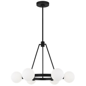 6-Light Globe Chandelier Mid Century Black Chandeliers,Modern Globe Round Pendant Light Fixture for Dining Room Over Table,Sputnik Pendant Light Fixture for Living Room Foyer Bedroom T720666CH-BK