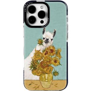 for iPhone 14 Pro Max Case, Whimsical Llama & Sunflower Pattern in Van Gogh Style, Artistic Soft Slim TPU Protective Cover with Shock-Absorbing TPE Strips & Camera Lens Protection for Women (Alpaca)
