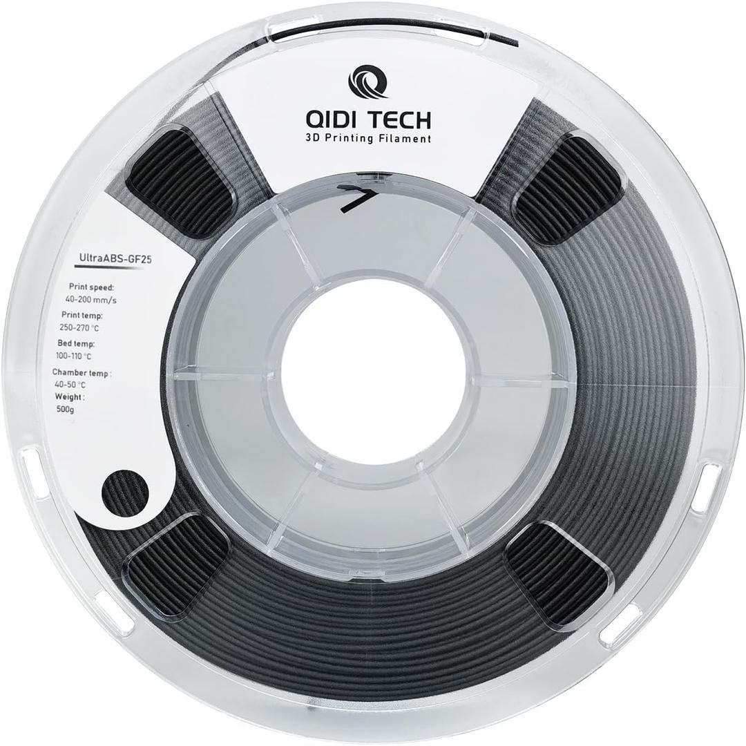 R QIDI TECHNOLOGY Glass Fiber ABS Filament 1.75mm, ABS GF25 Filament for Most FDM 3D Printers,Frosted Texture, High Hardness, High Interlayer Bond Strength500g Spool, Black