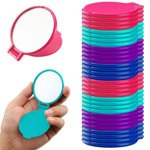 Yalikop 36 Pcs Compact Mirror Bulk Portable Round Makeup Mirror Mini Foldable for Purse Women Travel Daily Use Mothers Day Gifts (Pink,Purple,Green,Blue)