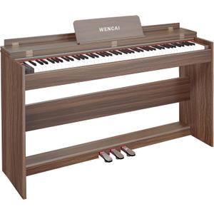WENCAI 88 Key Fully Weighted Digital Piano Keyboard, 88 Keys Hammer Action Electric Pianos, Wooden Classic Upright Electronic Piano for Beginner, Professional with Triple Pedal (Sub-brown)