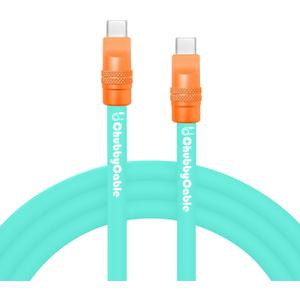 chubbycable Two-Color Chubby - 240W Silicone USB C Cable Extra Thick Fast Charging Cable Compatible with iPhone 16/15 Plus/Pro Max, Samsung Galaxy, Light Blue+Light Orange, Type-C to Type-C, 3.3FT