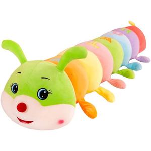 AOQI Multicolor Caterpillar Stuffed Animal Big Hugging Pillow Cute Plush Soft Pillow Doll,Giant Plush Toy,Gifts for Girl Boy Babies Birthday (59inch/150cm)