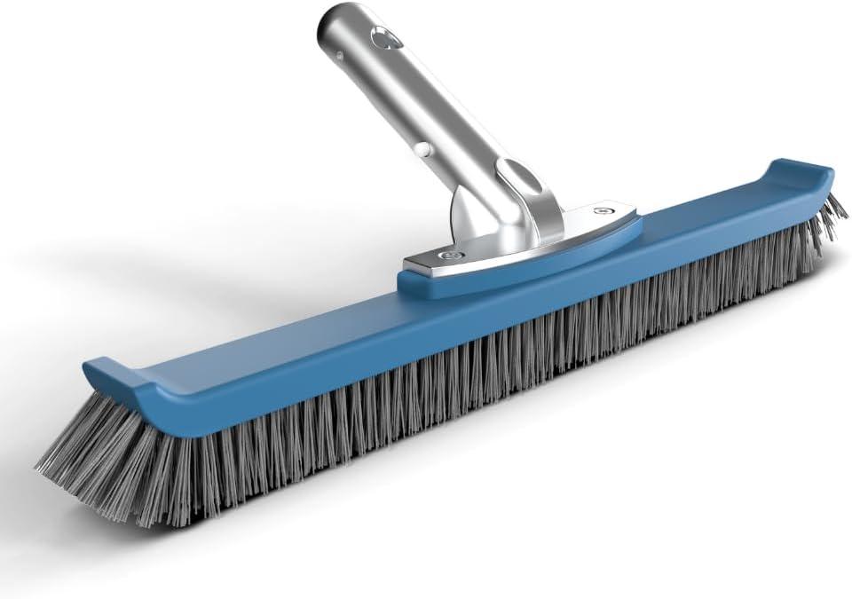KEMANO Heavy Duty Pool Brush Head: Industrial-Grade Grit Non-Metal Stiff Bristles & Reinforced Aluminum Frame for Inground Pools, Tiles, Concrete Surfaces - Tackles Tough Surfaces, Algae, Stains