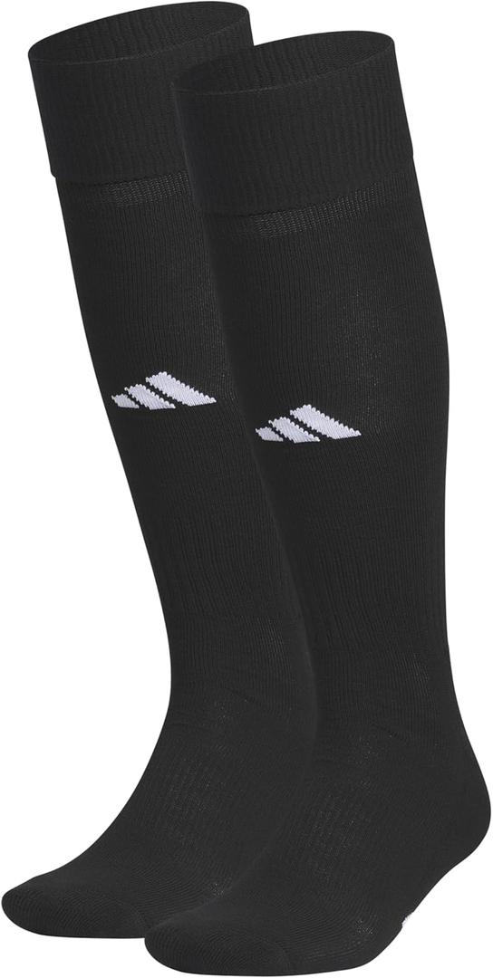 adidas Unisex Rivalry Soccer Socks (2 Pairs) Over-the-Calf (Black, L)