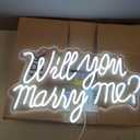 HMT Will You Marry Me Neon Sign Cool White LED Marry Me Light for Proposal Engagement Wedding Party Backdrop Wall Decor 19.7x11.8 Inch USB Powered Romantic Sign, Large, 19.7 x 11.8 inches