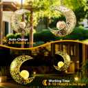 2 x Solar Garden Hanging Moon Lights Outdoor Decor,2 Pack Metal Lanterns Art Decorations for Outside Yard Lawn Patio Wall Fences Driveway Trail,Unique Housewarming Gardening Gifts for Women Mom