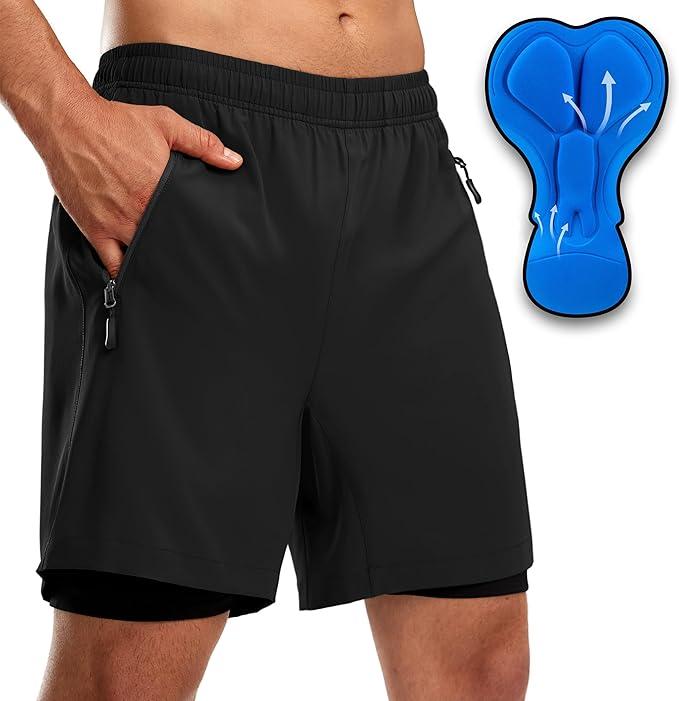 3 Ikewa Men's Mountain Bike Shorts 3D Padded Baggy Bicycle Riding Cycling Shorts Quick Dry Lightweight Biking Shorts, M