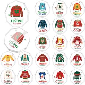 Misdary 20 Pcs Christmas Ugly Sweater Trophy Gingerbread Man Award Funny Trophy Contest Prizes Party Game Favors for Xmas Costume Contest Winner Holiday Party Supplies