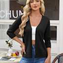 Gracew Karin Cardigan Sweaters for Women Casual 3/4 Sleeve Lightweight Cardigans 2026 Summer Spring Button Down Sweater Tops (Black, L)