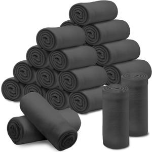 24 Pcs Soft Fleece Blankets Bulk 60 x 50 in, Lightweight Throw Blankets in Bulk Cozy Bulk Blankets for Wedding Bed Couch Use Gifts & Home, Homeless Donation | Oeko-TEX 100 Certified(Black)