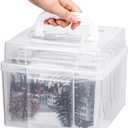 Photo Organizers and Storage 5x7 with Handle, 6 Inner Plastic Photo Storage Box, Dustproof Picture Containers for Index Cards, Stamps, Crafts, Seeds, Sticker Storage (Transparent)