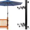Heavy Duty 304 Stainless Steel Patio Umbrella Holder,Deck Umbrella Holder,for Outdoor Fixed Deck Railing Post(Range/3in-6in) Umbrella Deck Mount(Post, Black)