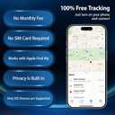 GPS Tracker for Vehicles, No Subscription or SIM Required, Hidden Vehicle Locator, Magnetic Waterproof, Accurate Tracking, 365-Day Battery Life, iOS Only (Black)