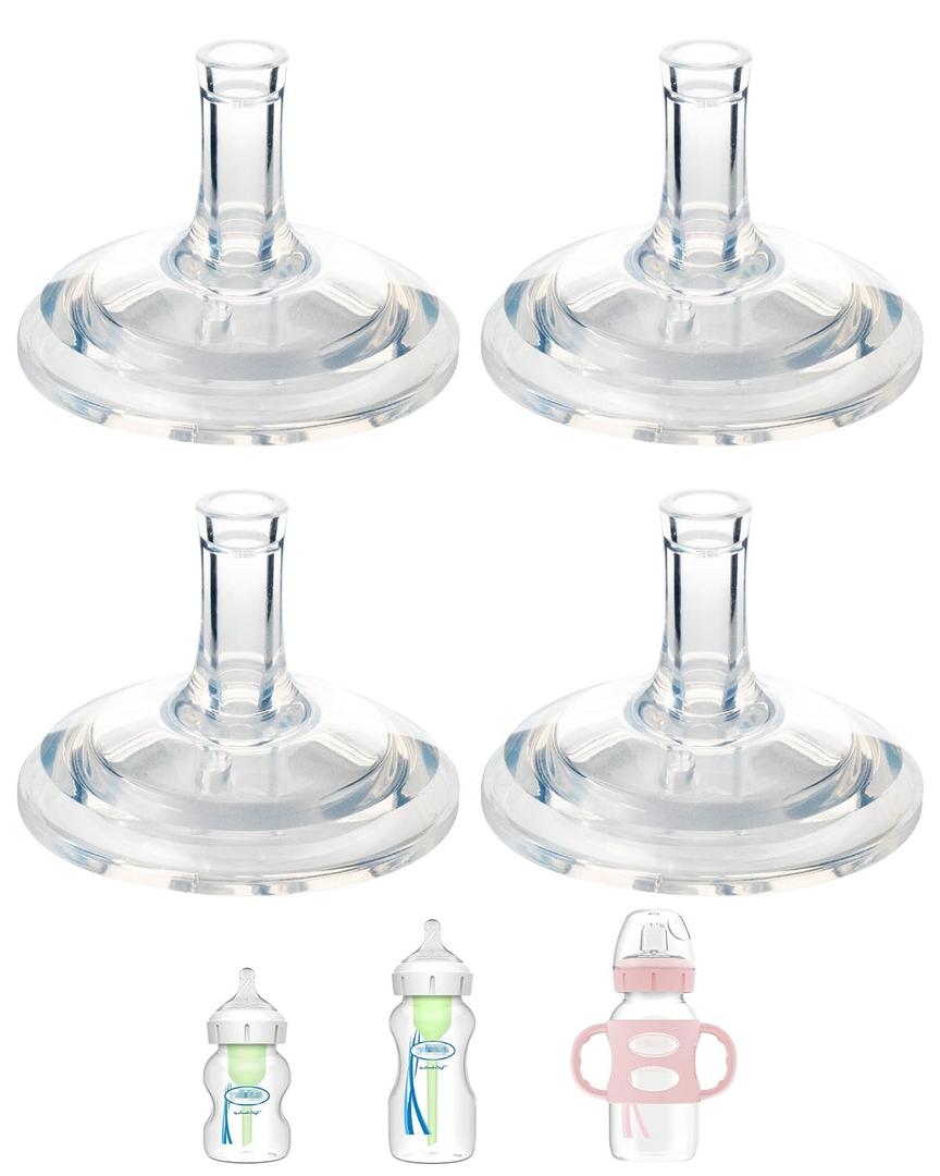 Sippy Straw Nipple for Dr. Brown's Wide-Neck Baby Bottles & Sippy Spout Bottles, Soft 100% Silicone Baby Bottle Sippy Straw Nipple, Variable Flow, 8m+, 4 Count