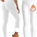 Bluemaple Fleece Lined Leggings Women High Waisted Tummy Control Thermal Warm Workout Hiking Yoga Pants for Cold Winter (White, XL)