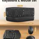 Wireless Keyboard and Mouse Combo, SABLUTE MA41 30dB Quiet Ergonomic Wave Keyboard Set with Soft Leather Palm Rest, Dual-System Switch for Windows/Mac, Ideal for Business Teams Home Office