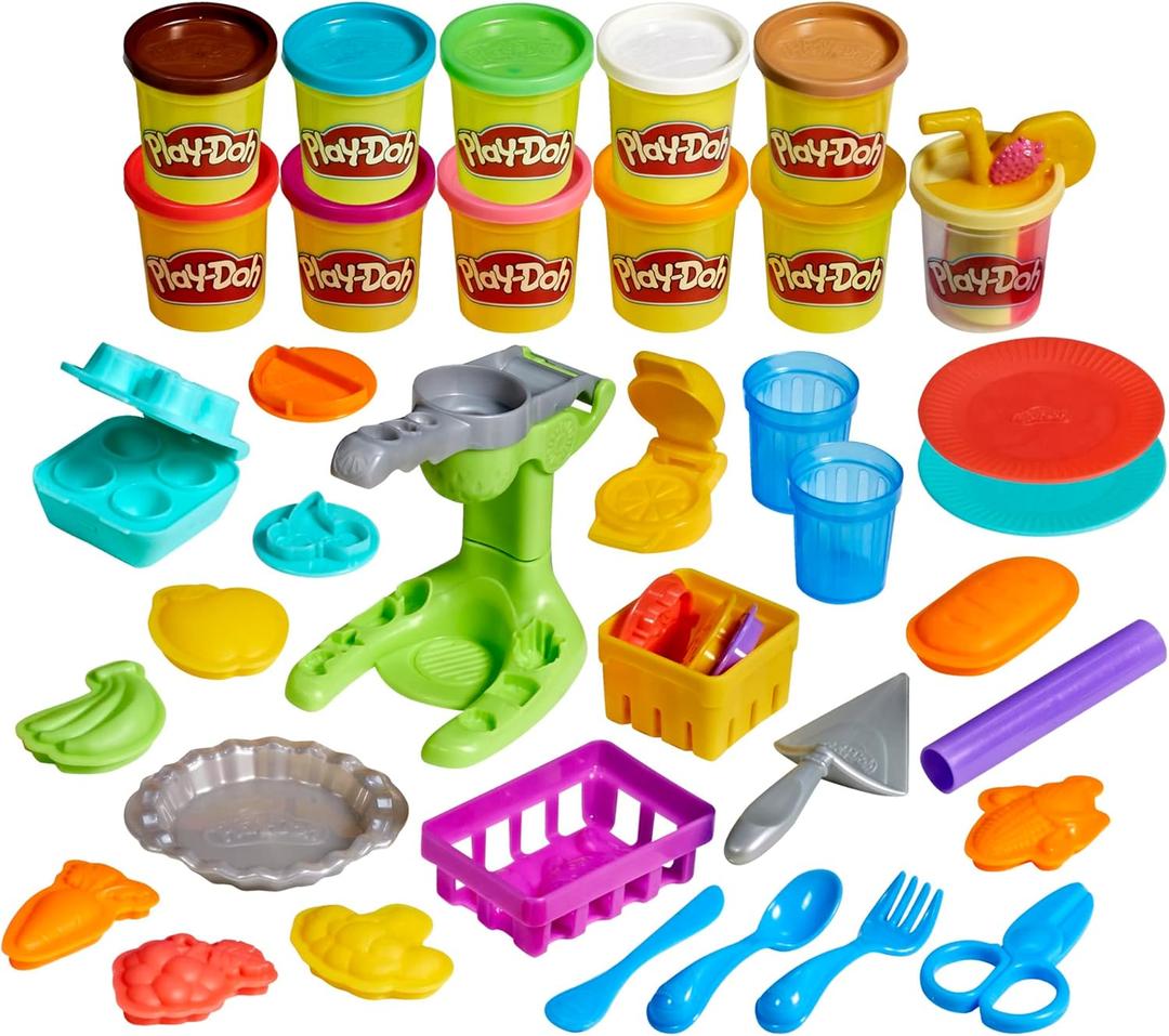 Play-Doh Farmer's Market Kitchen Playset, 28 Play Food Accessories & Tools, 11 Colors, Back to School Classroom Supplies, Preschool Toys, Ages 3+ 