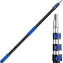 12FT Telescopic Extension Pole | 3-12FT Adjustable Aluminum Paint Roller & Cleaning Pole | Universal Twist-On Metal Tip | Sturdy Multi-Purpose Household Tool for Dusting, Painting & More