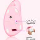 Lekvey Ergonomic Mouse, Vertical Wireless Mouse, Rechargeable 2.4 GHz USB Optical Carpal Tunnel Mice : 800/1200 / 1600 DPI, 6 Buttons, for Laptop, PC, Mac, Computer, Desktop, Notebook etc, Pink