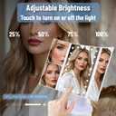 Ms. Pen- Tri-Fold Makeup Mirror Vanity with Lights, 9" x 13.6", 1X/2X/3X/10X Magnification, 24 LED Touch Screen, Dual Power Supply, 180 Rotation, Portable Lighted Cosmetic Mirror for Makeup & Travel