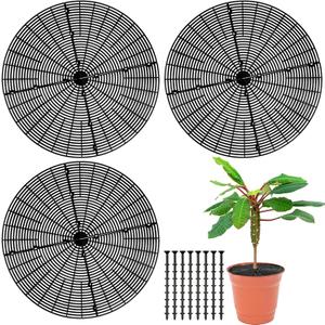 Sawysine 3 Pcs Plant Pot Cover Plant Protector from Animal Flower Pot Grid with Center Cutout Flower Cover Soil Protectors(Black,20.5 in)