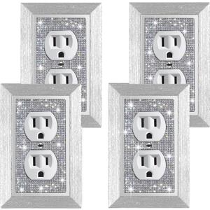 Gaocai 4 Pcs Shiny Rhinestones Outlet Covers Wall Plates Light Switch Cover Plate Decorative Imitation Wood Grain Wall Plate Single Toggle Outlet Cover Durable Switch Covers (Standard Size) Gaocai 4 Pcs Shiny Rhinestones Outlet Covers Wall Plates Light Switch Cover Plate Decorative Imitation Wood Grain Wall Plate Single Toggle Outlet Cover Durable Switch Covers (Standard Size)