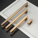Asidrama 10 Pack 7 Inch(177mm) Hole Centers Champagne Bronze Kitchen Cabinet Handles, Brushed Brass Cabinet Pulls Kitchen Cabinet Hardware for Cupboard Gold Drawer Pulls