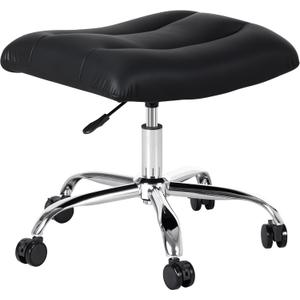 Frassie Mobile Gaming Office Footrest Stool Under Desk Multi-use Height Adjustable Rolling Foot Stool Rest Ottoman (Silver)