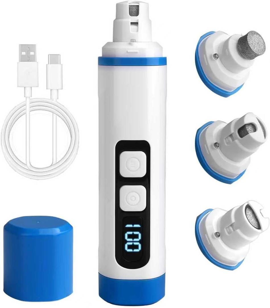 2026 Upgraded Dog Nail Grinder Quiet with LED Light & Low Noise - 3-Speed, 3-Port Professional Dog Nail Trimmer Dogs & Cats, Cordless & Rechargeable