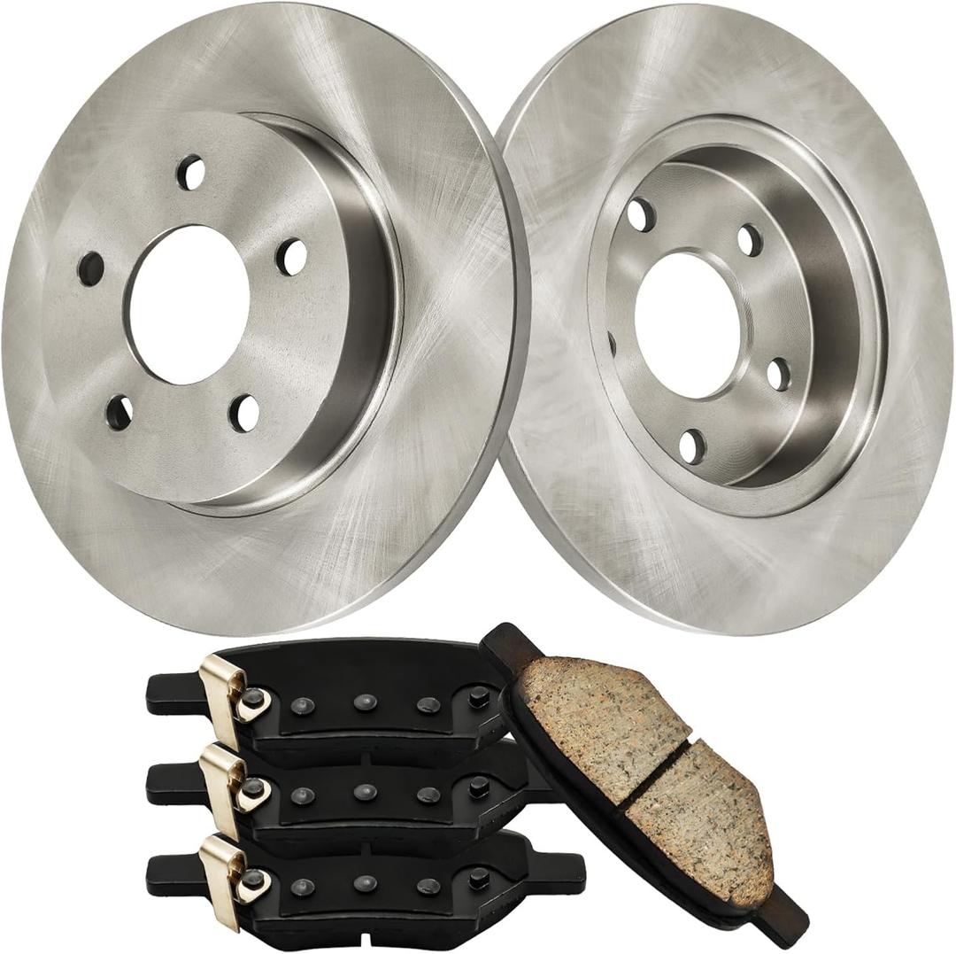 KAC Front Ventilated Brake Rotors and Ceramic Brake Pads Set Replacement for 2004-2012 Malibu, 2005-2010 G6, 2007-2009 Aura, 2005-2008 Cobalt,
