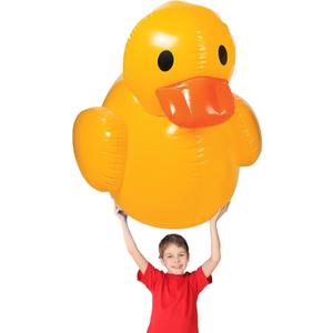 Fun Express Giant Inflatable Rubber Duck 4 Feet - Large Yellow Duck Pool Float for Birthday Party Decorations | Big Rubber Ducky for Baby Showers, Easter Decor & Outdoor Events | Premium Vinyl Design