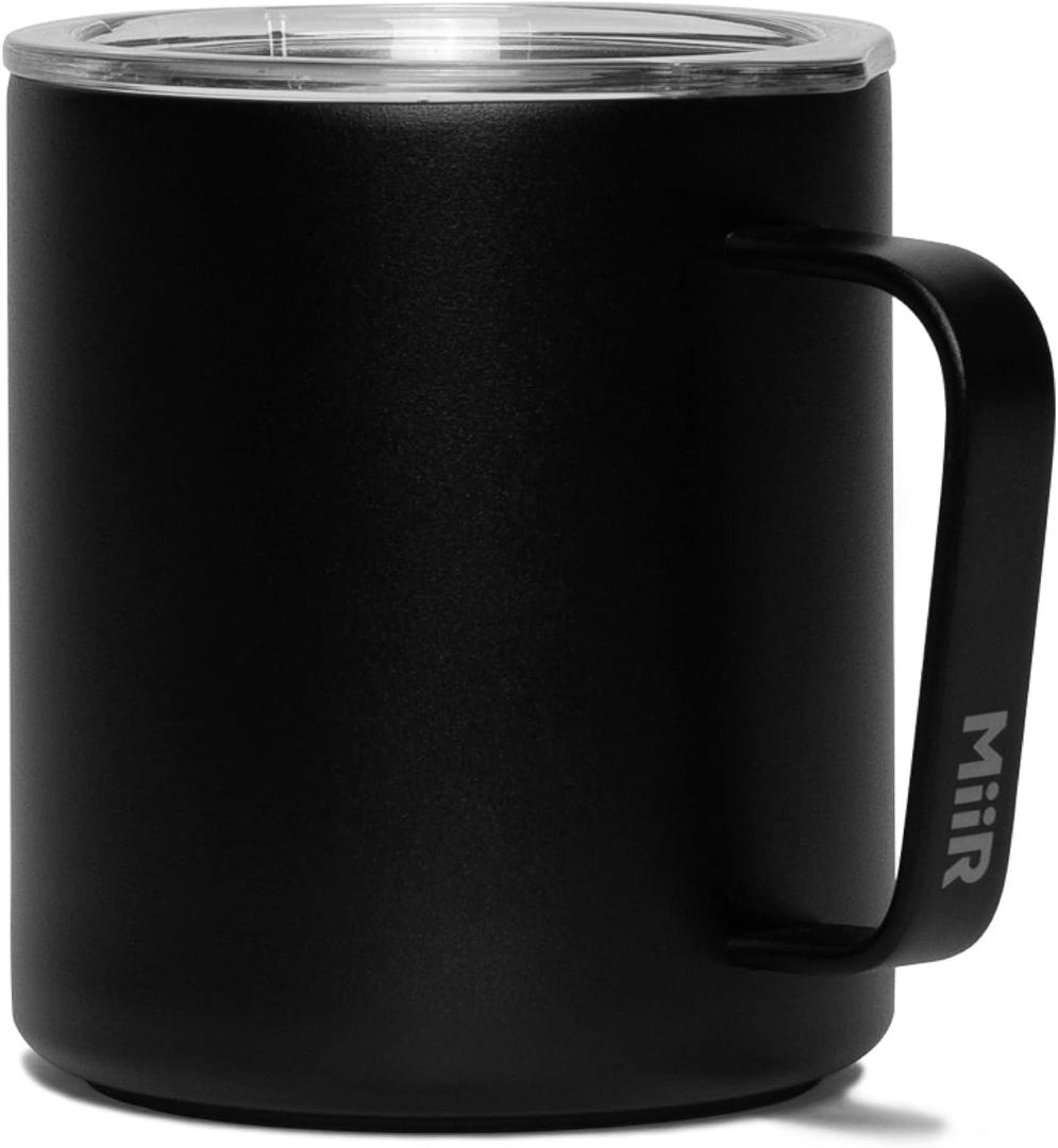 MiiR Camp Cup, 12oz - Double Wall Vacuum Insulated, Stainless Steel with Splash-Proof Slide Lid (Black)