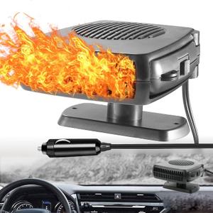 Car Heater,12V 200W Portable Car Heater For Vehicle Portable Car Windshield Defogger and Defroster Plug into Cigarette Lighter for Car RV SUV (Black)