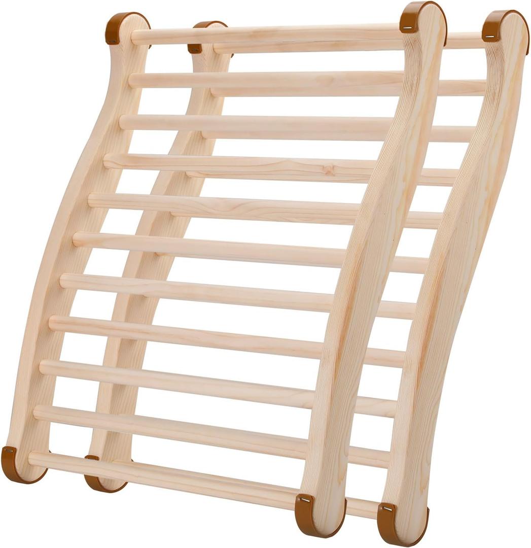 Sauna Backrest Sauna Accessories Wooden Slip-Resistant Non-Toxic Comfortable S-Shape Design Sauna Chair with Back, Sauna Accessories for Any Barrel or Infrared Sauna