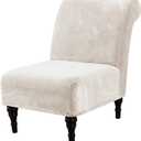 H.VERSAILTEX Armless Accent Chair Covers Thick Velvet Armless Chair Slipcovers High Stretch Chair Covers for Living Room Hotel Machine Washable Furniture Protector with Elastic Bottom, Ivory, 9"D x 11"W x 4"H