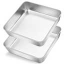 Herogo 8"x 8" Square Cake Pan, Stainless Steel Square Baking Pan, Cakes Brownie Lasagna Bakeware Set of 2, Healthy & Dishwasher Safe