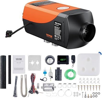 VEVOR 8KW Diesel Heater, DC12-24V, Fast Heating Diesel Air Heater, with Remote Control and Color Digital Display, 10L Fuel Tank, Low Noise, Voice Announcement, for RV, Truck, Boat and Trailer (Orange)