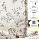 jinchan Floral Kitchen Curtains Set Linen Tier Curtains and Valance Farmhouse Drapes for Small Windows 36 Inch Length for Cafe Living Room Bathroom Rod Pocket 3 Pieces Set Black on Linen