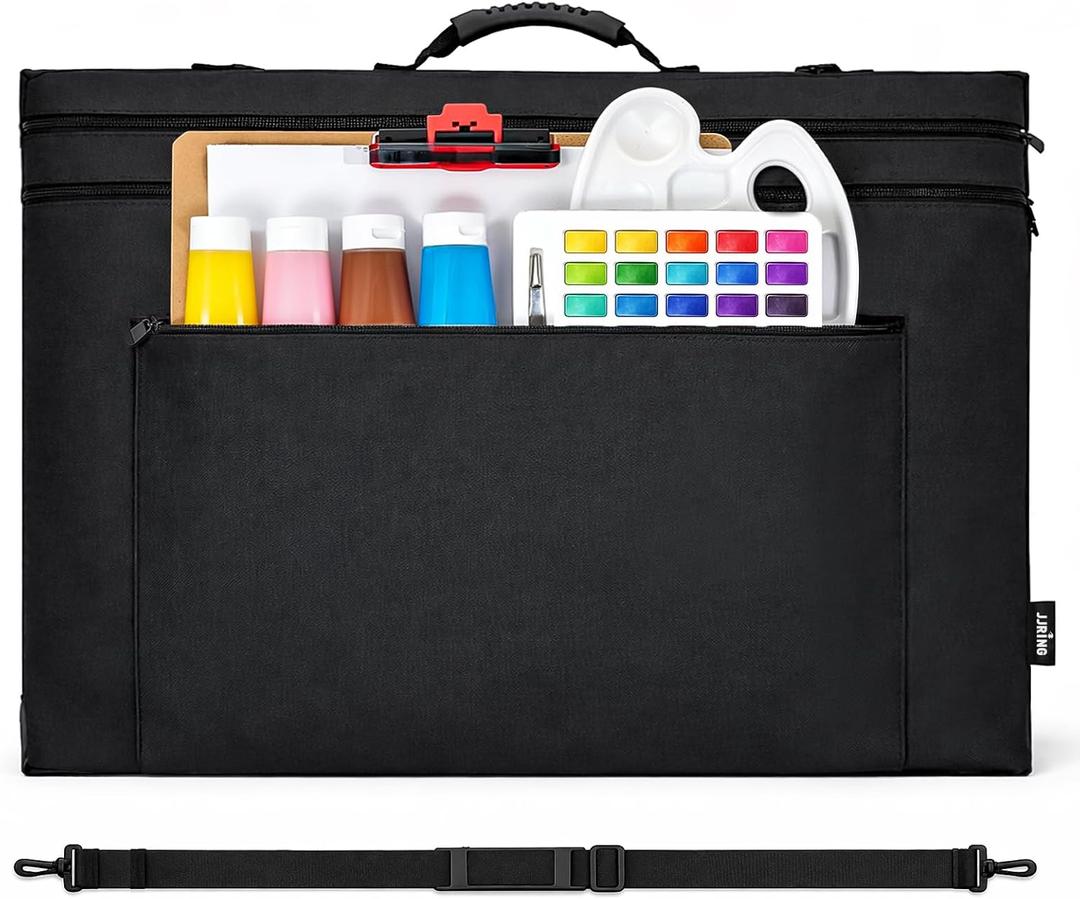 JJRING 24x36 Art Portfolio Tote Bag - Large Carrying Storage Case with Handle & Adjustable Shoulder Strap, Portfolio Folder for Artwork, Posters, Canvas, Drawing Boards