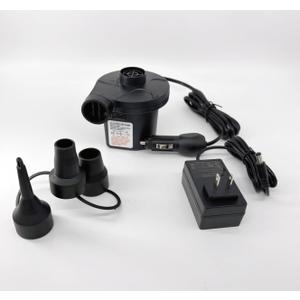 Portable Electric Air Pump, Quick-Fill Inflator, Dual AC/DC Power, Multiple Nozzles, Black