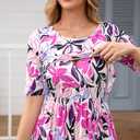 Women's Maternity Nursing Dresses Front Knot Nursing Maxi Dress for Breastfeeding with Pockets (M)