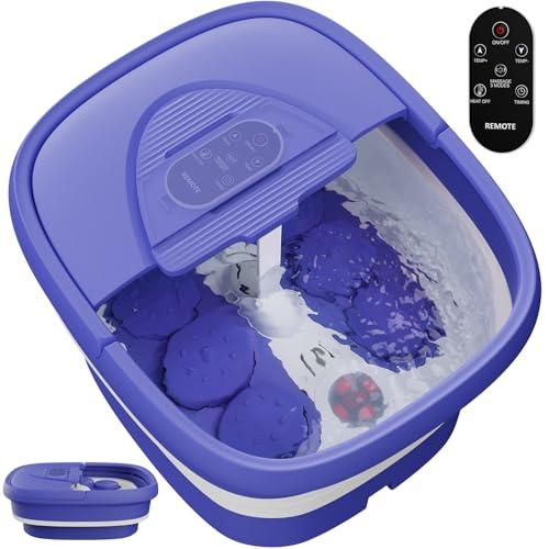 BEAUMOI Foot Spa Collapsible, Foot Bath Massager with Heat, Remote, Timer, and 24 Motorized Shiatsu Massage Balls, Foot Soaking Tub Supports Hot/Cold Water Soaking