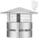6 Inch Round Chimney Cap,Adjustable Roof Cap for Vents,Chimney Cap with Screen in Stainless Steel,Round Rain Cap for All-Round Chimney Protection,Round Roof Rain Chimney Cover,6 Inch Round Chimney Cap